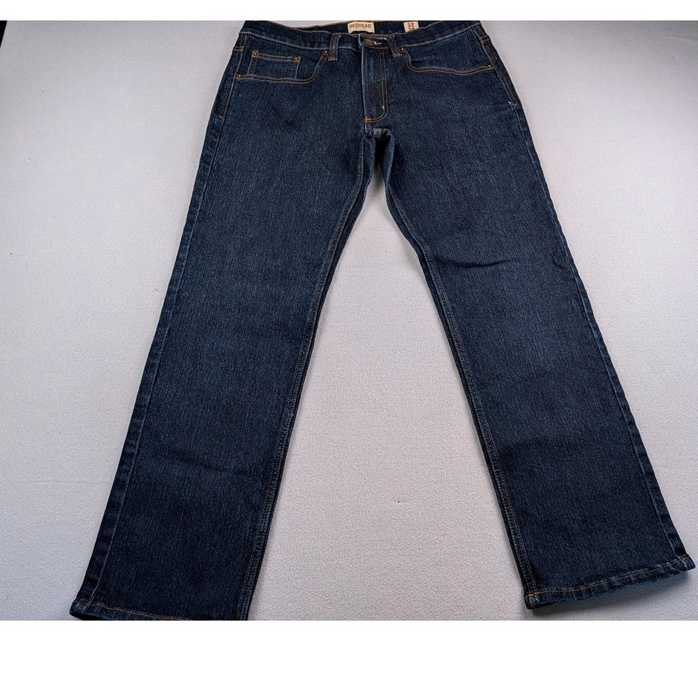 Redhead Mens Dark Wash Straight Leg Denim Jeans Blue 32x30 0124